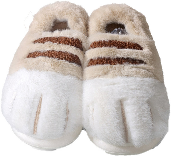 고양이 발 털슬리퍼 겨울 실내화, 245~255mm, 라이트카키, 1개