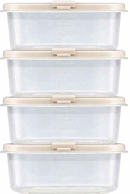 DAMDA 담다톡 전자레인지 보관용기 냉동밥, 4개, 직사각1호(450ml)