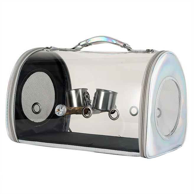 JINXIY 앵무새 가방은 다목적 투명한 조류 가방에서 PET 가방을 곁들인 크로스 -돈 투명 핸드 버드를 곁들인 케이지와 함께 줄 밖으로 나옵니다., 은, Peppercurry 목재 스탠드 스틱이 없습니다, 1개