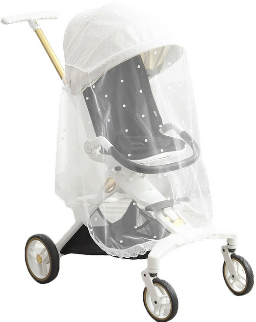 맘네스트 유모차 트라이크 레이스 가리개 여름 자수 망사 덮개 벌레차단 간편 모기장 커버, 크로버, 1개, 크로버