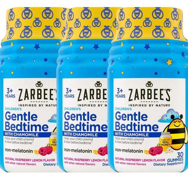 자비스 어린이 멜라토닌 프리 꿀잠 수면효과 3세트 Zarbee's 젠틀 베드타임 1통30정 - 쿠팡