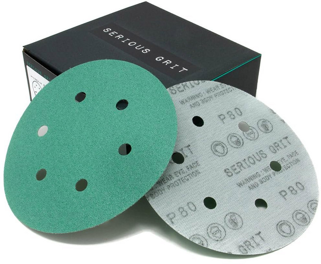 진지한 그릿 - 6인치 6홀 150 샌딩 디스크 헤비 듀티 후크 루프 필름 랜덤 오비탈 샌더스용 사포 50팩 박스, 80 Grit