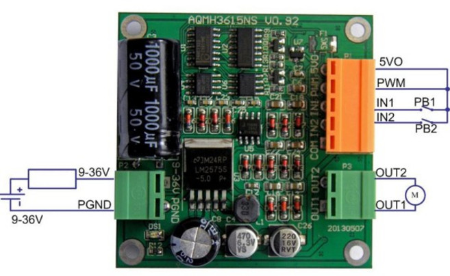 DC 모터 드라이브 보드 모터 속도 컨트롤러 아두이노 스마트 카 회전 모터 컨트롤러 정방향 역방향 12V 24V, 한개옵션0