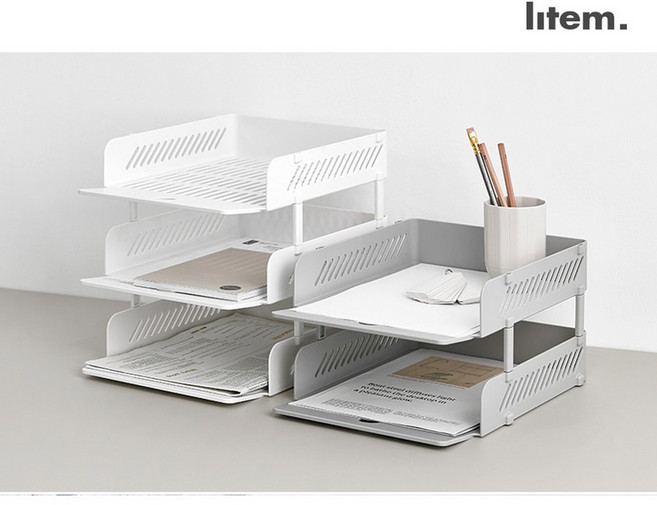 시스맥스 EL 2단서류받침 트레이 책상정리함, 2단, 쿨그레이