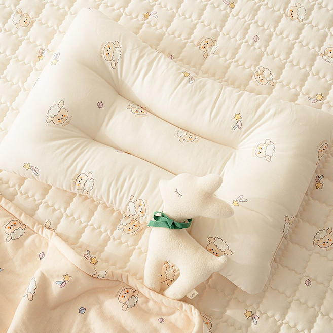 마롤로뜨 어린이 경추베개 모달 면 빨아쓰는 일체형 주니어 여성 아기 키즈 베개, 아이보리 양양이, 1개