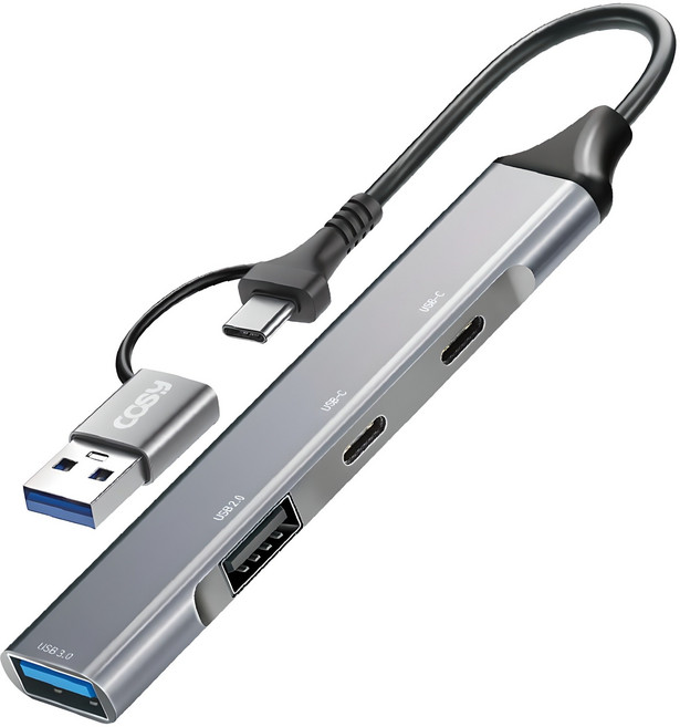 코시 멀티 4포트 USB허브 UH4126CA-YJ2407, 그레이, 1개