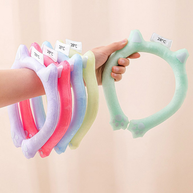 [재입고 품절대란 핫템특가 1+1] 기능성 캐릭터 고양이 아이스 넥쿨러 쿨링넥밴드 아동 목밴드 목튜브 넥튜브 여름 여행 바캉스 스포츠 용품 쿨스카프, 28도 블루 + 옐로우