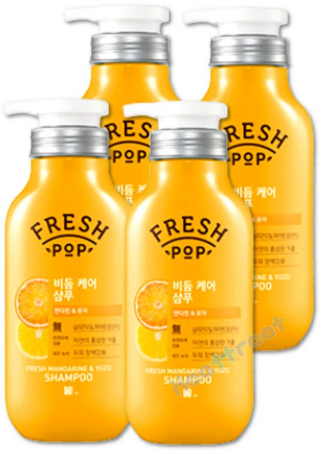 아모레 프레시팝 쿨링 샴푸 만다린 유자 500ml, 4개