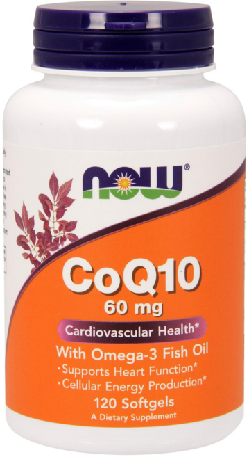 NOW Foods CoQ10 60mg&Omega-3魚油軟膠囊, 120顆, 1罐