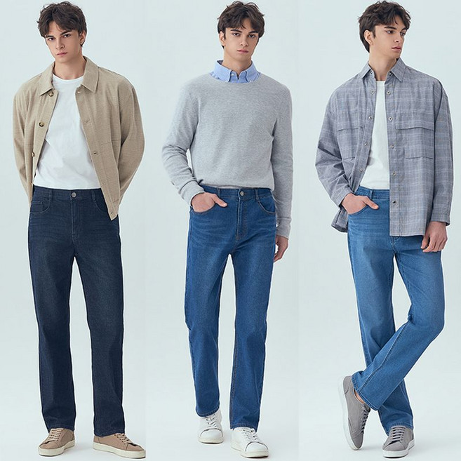 뱅뱅 남성 라이크라 릴렉스 데님팬츠 3종