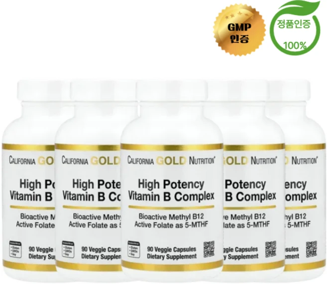 3+2 캘리포니아 골드 뉴트리션 CGN 고효능 비타민B 복합체 니아신 이노시톨 90정, 5개 - 쿠팡