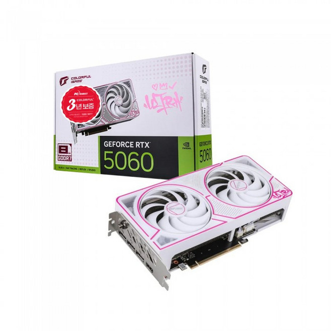 COLORFUL 지포스 RTX 5060 ULTRA DUO OC White D7 8GB 피씨디렉트, Colorful GeForce RTX 5060