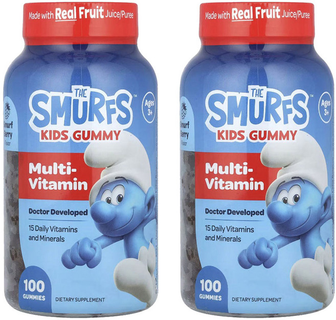 스머프 어린이 멀티-비타민 Smurf 베리 맛 구미, 2개, 100정