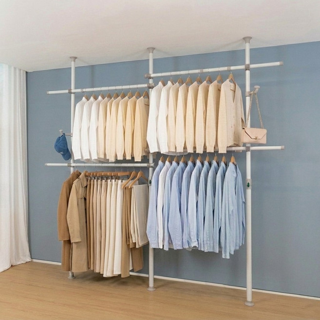 탱크 안넘어지는 튼튼한 철제 행거 프리미엄 슈퍼 4단 45mm 드레스룸 시스템 옷걸이 5년AS 유료출장설치/직접셀프설치 24시간문자상담