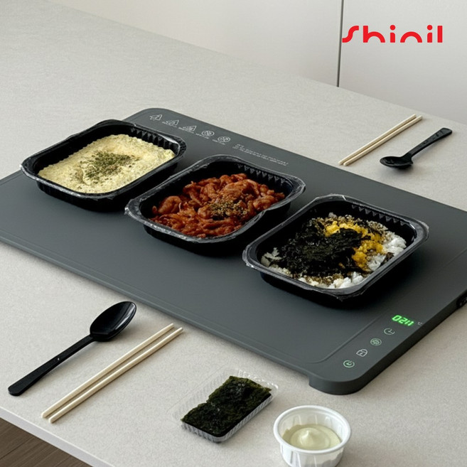 신일 푸드워머 올워밍 우드워머 보온 접이식 다이닝 테이블 매트 음식워머 휴대용 100도, 라지 그레이