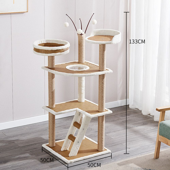 캣티오 캣타워 캣폴 놀이터 스크래쳐 캣트럴파크 캣트리 냥이 캣워크 원목 해먹 고급, [밀라노-T19]라탄석+사다리타기+전망대, 1개