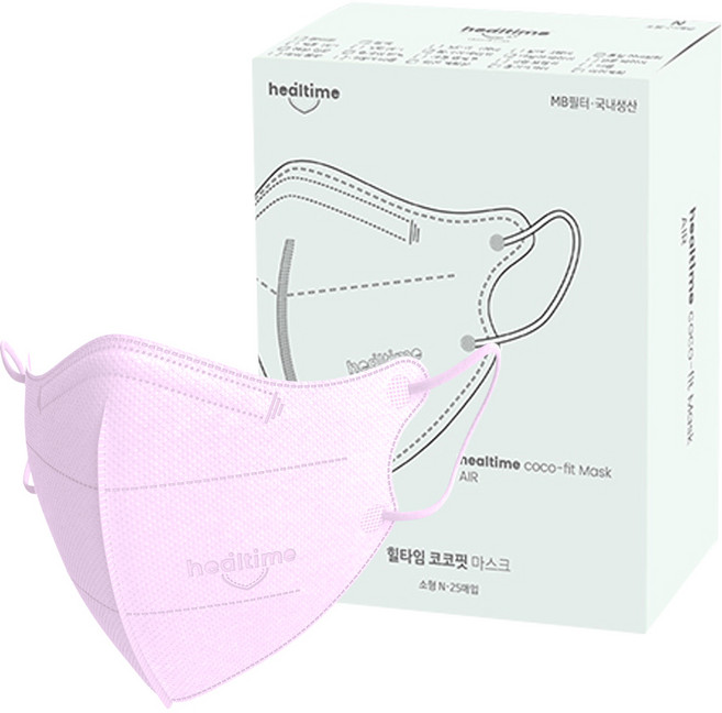 힐타임 코코핏 KF94 컬러 마스크 소형N 새부리형 숨쉬기편한, 25매입, 1개, 라벤더퍼플