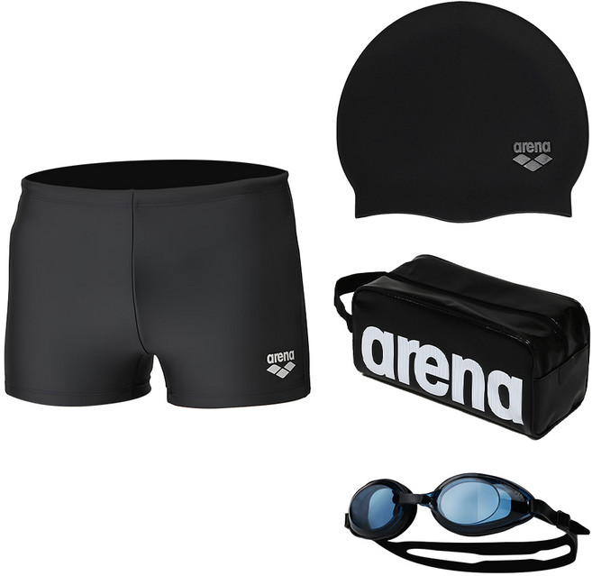 아레나 재팬 베이직 사각 [블랙] 남자 실내수영복 세트 A5SM2MQ01 ARN-283N BLK