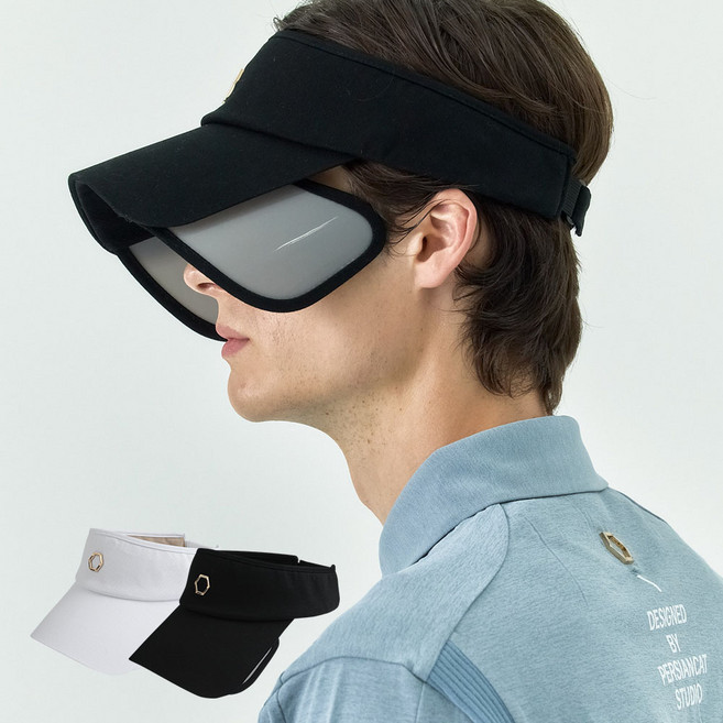 페르시안캣 헥사곤 슬라이드 남성 선바이저 골프 모자 (P52MCP14), 블랙, FREE, 1개