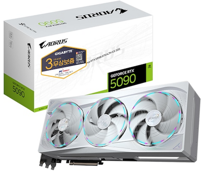 GIGABYTE AORUS GEFORCE RTX 5090 STEALTH ICE D7 32GB 그래픽카드 VGA 피씨디렉트