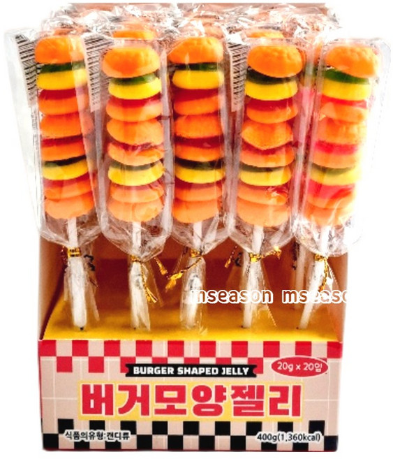 버거모양젤리 꼬지젤리, 20개, 20g