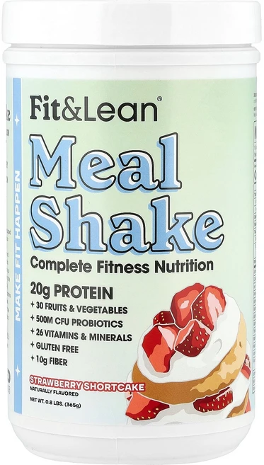 Fit & Lean 밀 셰이크 Complete 피트니스 Nutrition 스트로베리 쇼트케이크 (0.8lb), Fit & Lean, 밀 셰이크, Complete 피트, 1개, 365g - 쿠팡