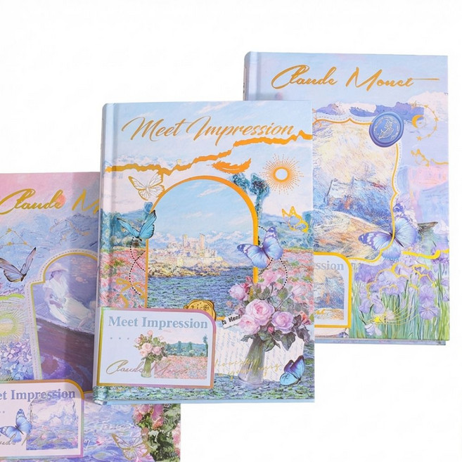 보스케 클라우드 모네 감성 하드커버 노트, 1개, 퍼플플라워