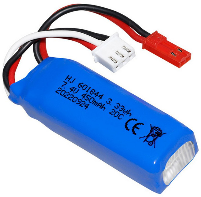 7.4V 450mAh 2S LiPo 배터리 20C JST 커넥터 WLtoys 미니 RC카 드론 호환 601844 K979 K989 K999 K969, 1개, (BT) 7.4v 450mah(XH.JST)(블루)