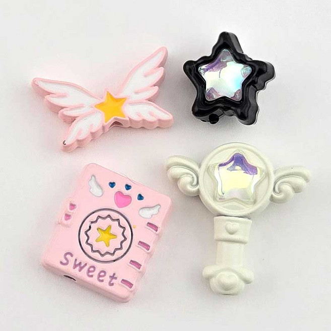 비즈팡 [PA-1-10]메탈통과형 에폭공주통과형 요술봉 천사날개별 오로라별 다이어리통과형