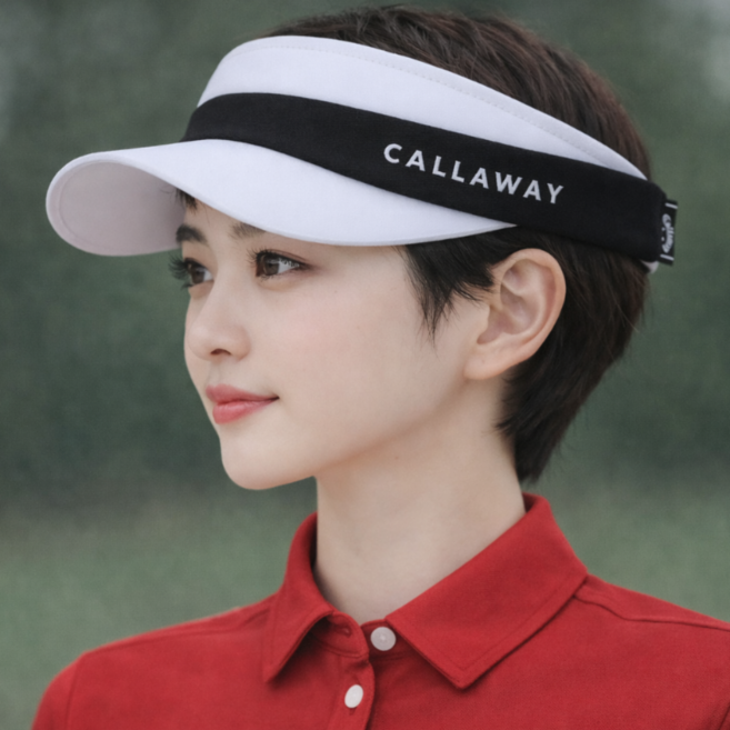 캘러웨이 비비드 여성 썬 캡 바이저 골프 모자, 1개, H화이트