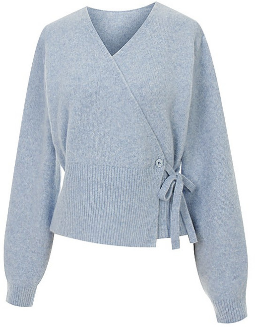 페이지플린 여성용 스트랩 브이넥 랩 울 니트 P5CKN081A