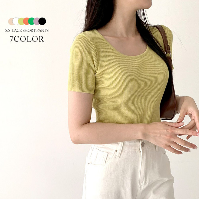 [순이] S.여성 쿨원단 골지 유넥 티셔츠