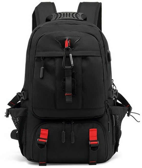 大容量後背包 17吋電腦包 登機包, A124-新款-黑紅,大號(60L)