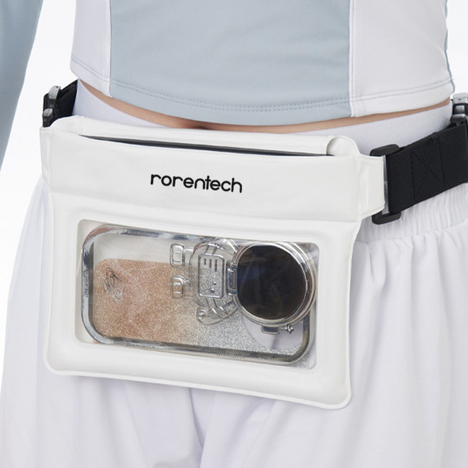 로랜텍 썸핫 수납 스마트폰 힙색 방수팩, 화이트, 1개