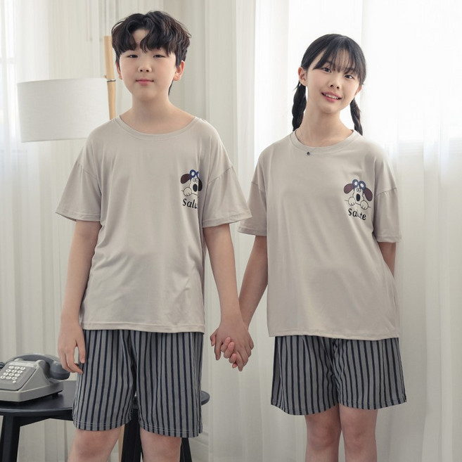 코코드림 럭키 고글퍼피 청소년 중학생 주니어 남여공용 반팔 반바지 잠옷 세트