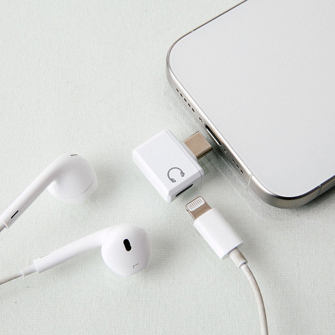 라이트닝8핀 to USB C 타입 이어폰 수직 젠더 라이트닝 이어폰 사용 통화가능, 1개, 화이트, 22mm