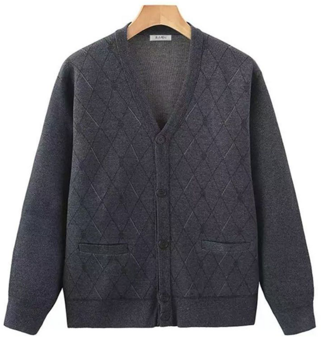 오스틱니 90KG까지 빅사이즈 2026 중장년 남성용 아빠룩 가을겨울 브이넥 니트 카디건