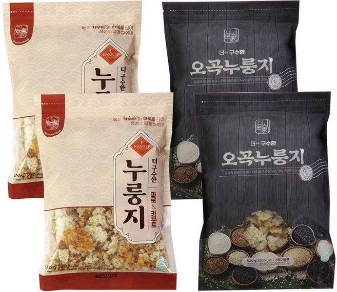 미식본가 오곡 파로 카무트 누룽지 끓여먹는 숭늉 식사대용, 오곡4팩+파로카무트4팩, 530g