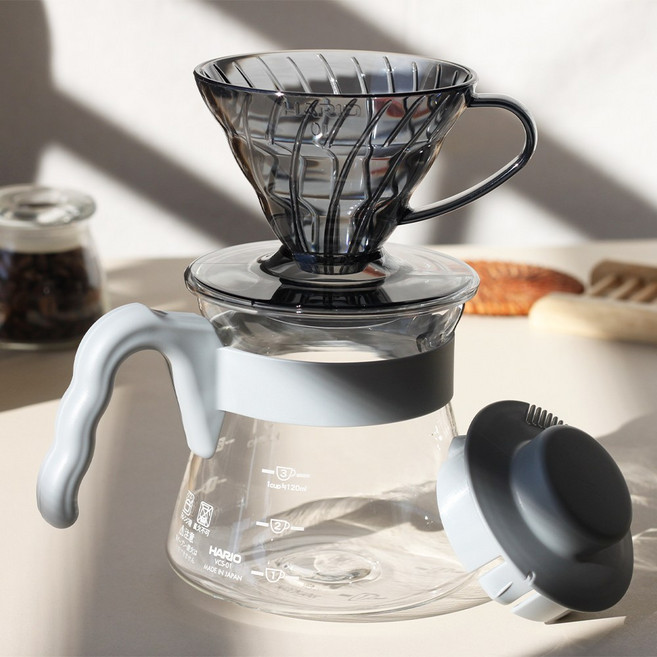 하리오 V60 핸드드립세트 커피드리퍼 20주년 리미티드 에디션 어반그레이, 드리퍼,드립서버,계량스푼,여과지40매,레시피북, 1개, 450ml