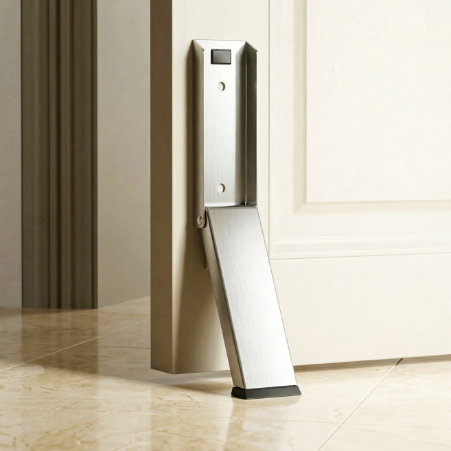 리닛 무타공 도어스토퍼 원터치 강력고정, 실버, 1개