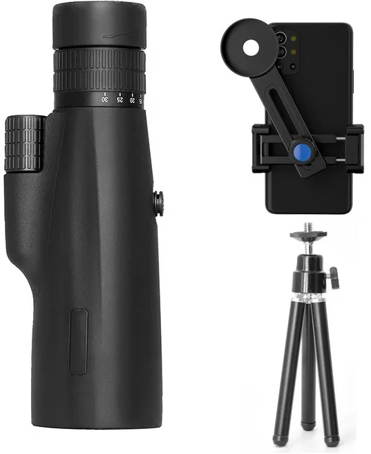 호환 HD 단안경 고배율 스포팅 스코프 망원경 장거리 조류 관찰 사냥 캠핑 전화 클립 삼각대 Bak4 포함, 01 monocular type