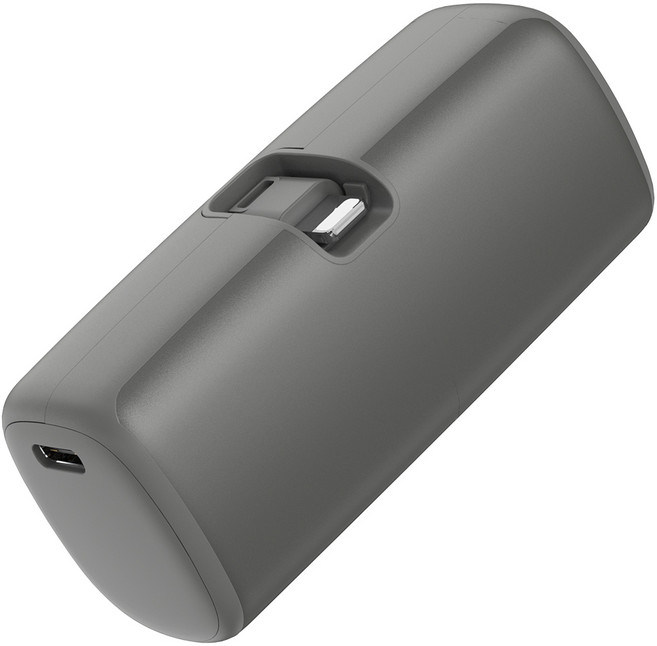 일체형 미니 8핀 단자 접이식 도킹형 보조배터리 5000mAh, 다크그레이