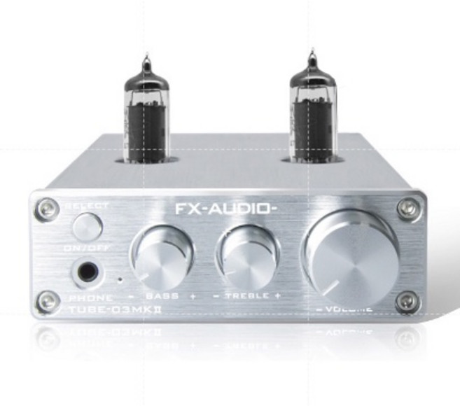 FX-AUDIO TUBE-03 MKII 真空管前級耳機擴大機 ESS9023 DAC 高低音調整, 銀色