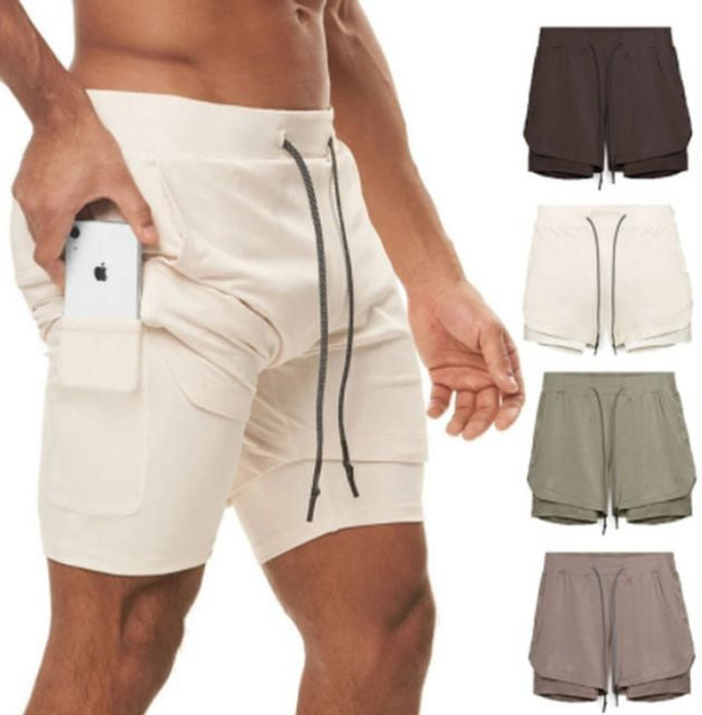 남성 4색 허리밴딩 투인원 속 타이즈 트레이닝 반바지