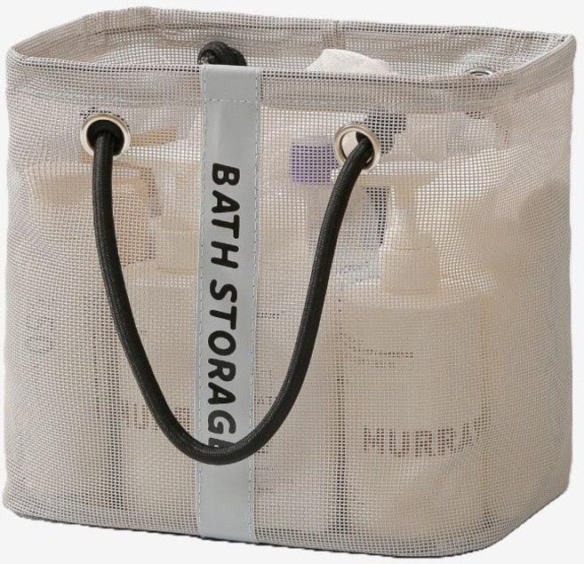 도원스타일 욕실 메쉬 수납백 방수 통풍 샤워가방 목욕가방, 그레이 Gray