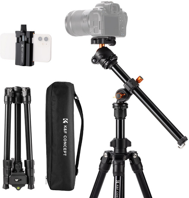 K&F CONCEPT T자형 경량 카메라 스마트폰용 삼각대, O234A1+BH-36, 1개