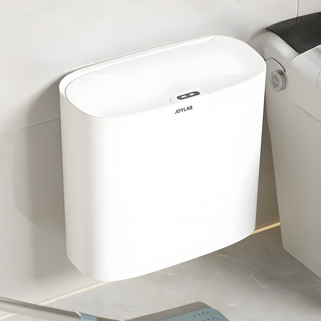 [벽걸이겸용] 2세트 조이랩 센서 휴지통 무타공 틈새 쓰레기통 10리터, 화이트