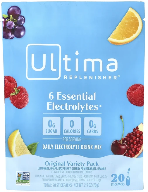 효과가 좋은 Ultima Replenisher 6가지 필수 전해질 일일 전해질 드링크 믹스 오리지널 버라이어티 팩 스틱팩 20개 3.7g(0.13oz) 최저가격, UltimaReplenisher6가지필수전해질일일전해질, 1개 - 쿠팡