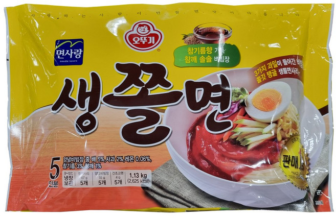 오뚜기 면사랑 생쫄면, 226g, 5개