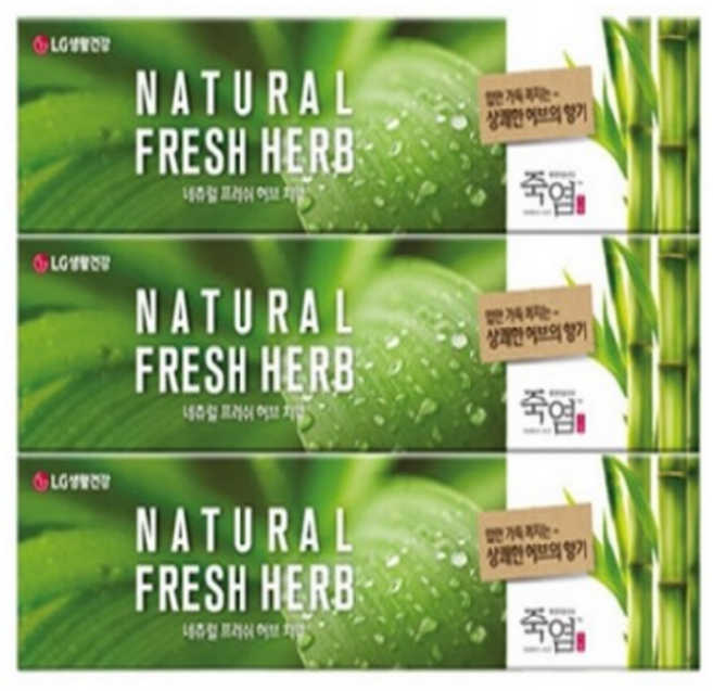 죽염 네츄럴 프레쉬 허브 치약, 130g, 3개